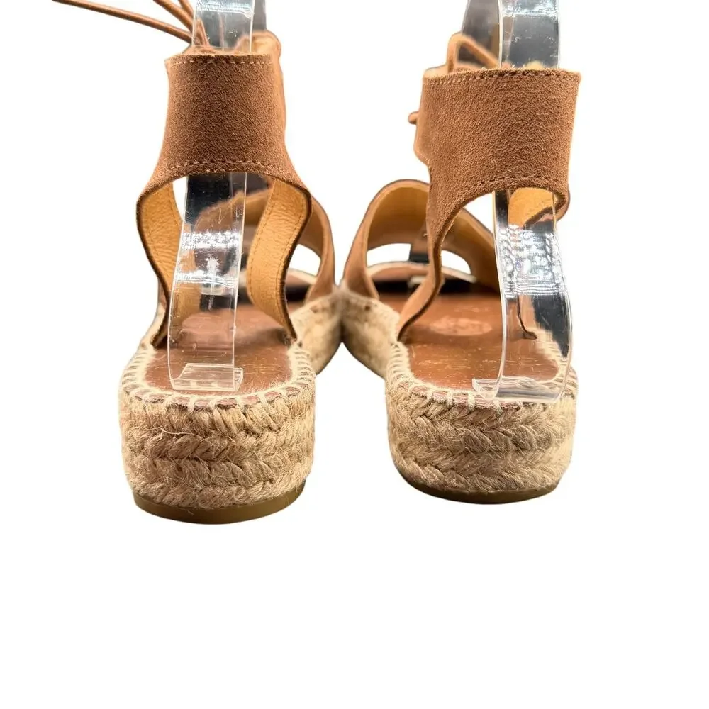 Andre Assous Espadrille Sandals Brown Suede Lace Up EU 39 US 8.5-9
